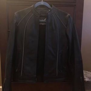 Leather motorcycle riding jacket